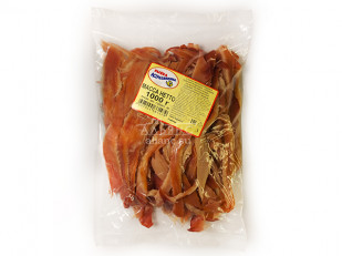 Семга теша (брюшки) холодного копчения: Кальмар со вкусом краба (Мясо краба)